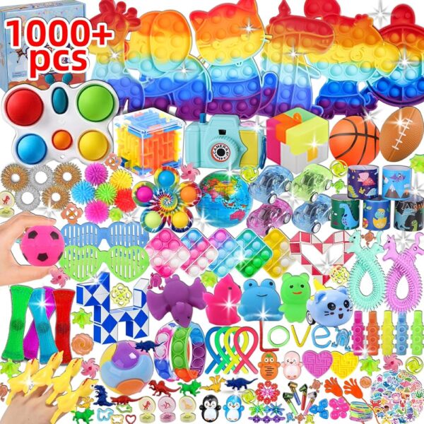 1000Pcs Party Favors for Kids, Fidget Toys Bulk, Birthday Gift Toys, Fidgets Stocking Stuffers, Treasure Box Birthday Party, Goodie Bag Stuffers, Carnival Prizes, Pinata Filler...