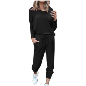 2 Piece Outfits for Women Sweatsuit Long Sleeve Pullover Top with Jogger Sweatpants Fall Fashion Loungewear Set