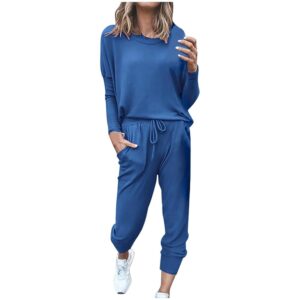 2 Piece Outfits for Women Sweatsuit Long Sleeve Pullover Top with Jogger Sweatpants Fall Fashion Loungewear Set