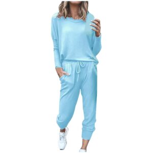 2 Piece Outfits for Women Sweatsuit Long Sleeve Pullover Top with Jogger Sweatpants Fall Fashion Loungewear Set