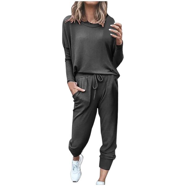 2 Piece Outfits for Women Sweatsuit Long Sleeve Pullover Top with Jogger Sweatpants Fall Fashion Loungewear Set