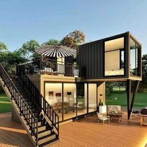 2 Storey Prefab House Outdoor, Duplex Modular Dwelling, Fold-Out Home, Collapsible House Solution, Two Storey Container House, Space-Saving & Stylish Home Option