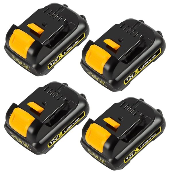 4 Pack 3.0Ah 12V Max DCB120 Battery Compatible with Dewalt 12V Lithium Battery DCB123 DCB127 DCB122 DCB124 DCB121 Replace for Dewalt 12 Volt Power Tools Batteries with Battery...