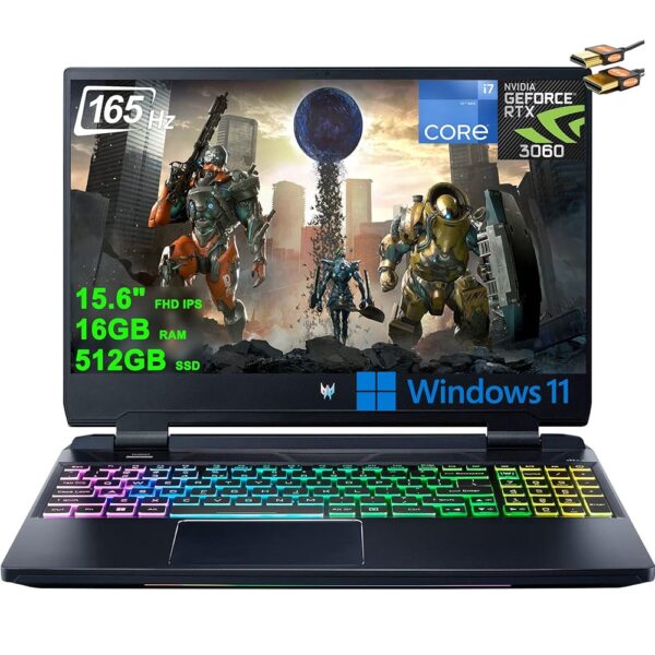 acer Predator Helios 300 15 Gaming Laptop 15.6" FHD IPS 165Hz Display 12th Gen Intel 14-Core i7-12700H 16GB RAM 512GB SSD GeForce RTX 3060 6GB RGB Backlit USB-C Thunderbolt...