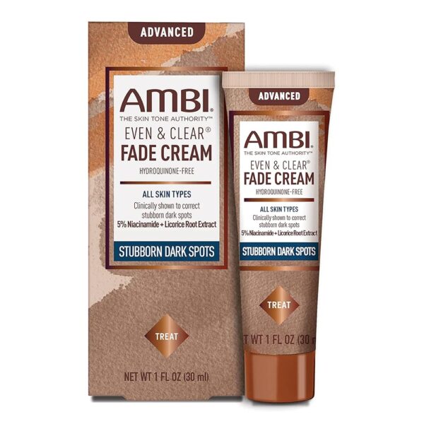 Ambi Even & Clear Advanced Fade Cream, Hydroquinone-free, Hyperpigmentation Treatment, Stubborn Dark Spot Corrector, Results In As Little As 2-3 Weeks, Niacinamide, Licorice...