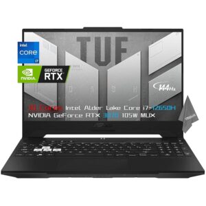 Asus 2022 TUF Dash 15.6'' 144Hz Thin Flagship Gaming Laptop, 10 Cores Intel Alder Lake i7-12650H, GeForce RTX 3070 105W MUX, 40GB DDR5, 2TB SSD, Backlit KB, Wi-Fi 6, Thunderbolt 4