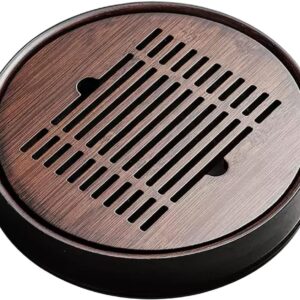 Bamboo Tea Tray Chinese Gongfu Tea Tray Water Storage Bamboo Tea Table Vintage Tea Set Gongfu Tea Table Set with Reservoir Type Water Storage Box,A-25 * 25 * 5cm