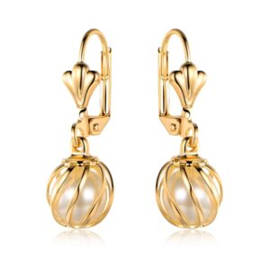 Barzel 18K Gold Plated Pearl Dangling Drop Earrings