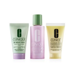 Clinique 3-Step Refresher Course Skincare Set For Dry Combination Skin Types | Cleansing, Exfoliating + Moisturizing, 1 Fl Oz