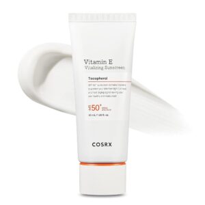 COSRX Vitamin E Vitalizing Face Sunscreen SPF 50, 1.69 fl oz, SPF Moisturizer, Lightweight under Makeup, Travel Essentials, Summer Essentials, Korean Skin Care, Korean Sunscreen...