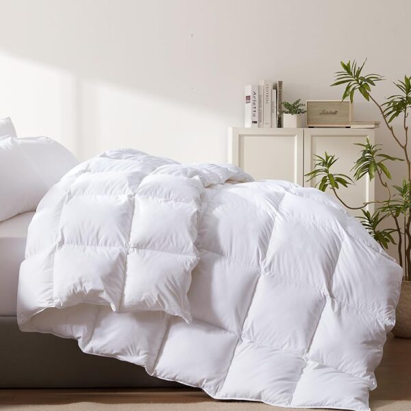 Cosybay Heavyweight Queen Size Feather Down Fiber Comforter - Fluffy White Thicker Winter Duvet Insert, Ultra Soft 100% Cotton Cover, Luxury Hotel Bedding with Corner Tabs, 90"x90"