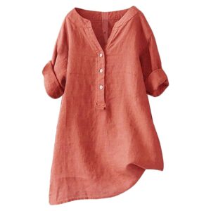 Cotton Linen Shirts for Women 2025 Casual Loose Gauze Shirt V Neck Short Sleeve Womens Tops Trendy Dressy Blouses