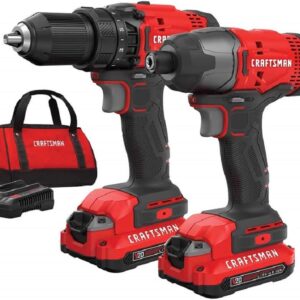 CRAFTSMAN V20 MAX Cordless Drill and Impact Driver, Power Tool Combo Kit with 2 Batteries and Charger (CMCK200C2AM)