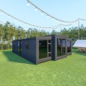 Customizable Tiny Home Foldable Prefabricated Container House 20ft 30ft 40ft Options Available 1 2 3 Bedrooms with Bathroom Kitchen Living Room Expandable Double Wing Design