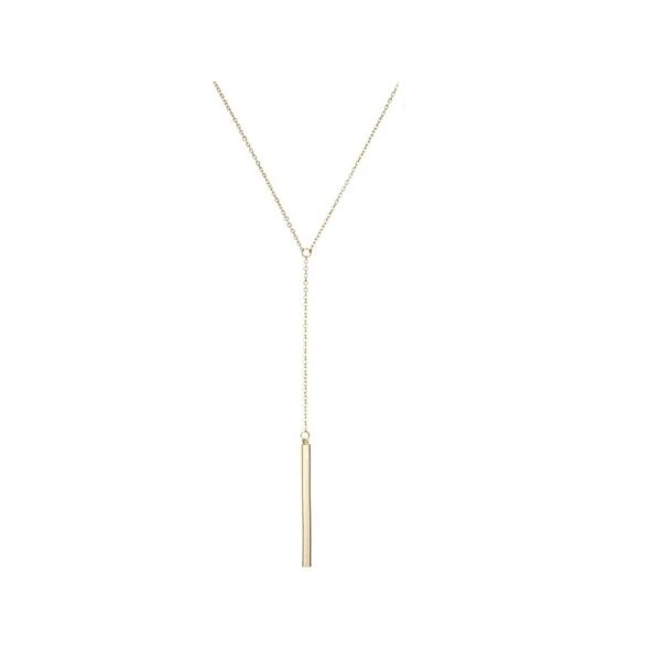 Dcfywl731 Minimal Dainty Gold Plated Dangle Earrings Layered Bar Pendant Neckalce Gold Long Y-Necklace Gold Earrings and Necklaces Set Delicate Lariat Chain Jewelry for Women