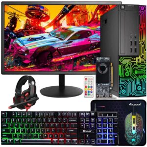 Dell Gaming OptiPlex Desktop RGB Computer PC, Intel Core i7, AMD RX 550 4GB GDDR5, 16GB RAM, 512GB SSD, 24 Inch HDMI Monitor, RGB Keyboard Mouse and Headset, WiFi, Windows 10...