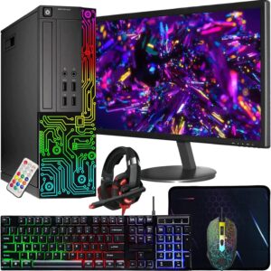 Dell Optiplex Small Desktop Computer (SFF) PC | Quad Core Intel i5 (3.2GHz) | 16GB DDR3 RAM | 512GB SSD | 24 Inch Monitor | RGB Gaming Keyboard & Mouse, Headset | Windows 10 Pro...