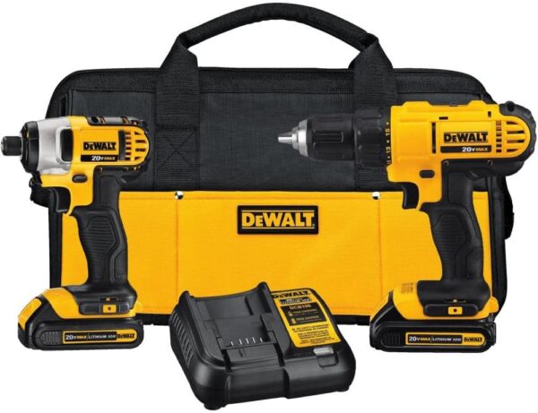 DEWALT 20V MAX Cordless Drill and Impact Driver, Power Tool Combo Kit with 2 Batteries and Charger (DCK240C2)