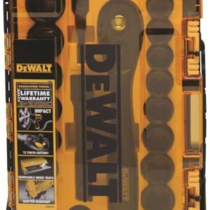 DEWALT Impact Socket Set with Ratchet, Metric/SAE, 1/2" Drive, 23-Piece Set with Case (DWMT74739)﻿ ﻿
