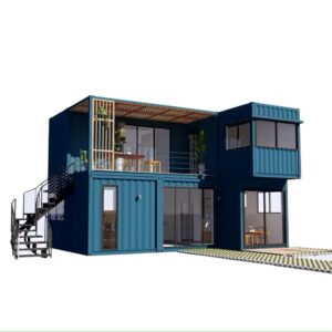 Double Story 6-8 Bedrooms with Balcony Modern 2024 Design. Fully Equipped Bathroom, prefab Container House with Stairs with a Free Water Heater 50ft by 40ft