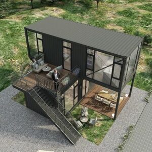 Double Story Prefab House, Expandable Container Tiny House, Luxury Prefab Two-Layer Home, with Bedroom & Bathroom & Kitchen 20 30 40 FT