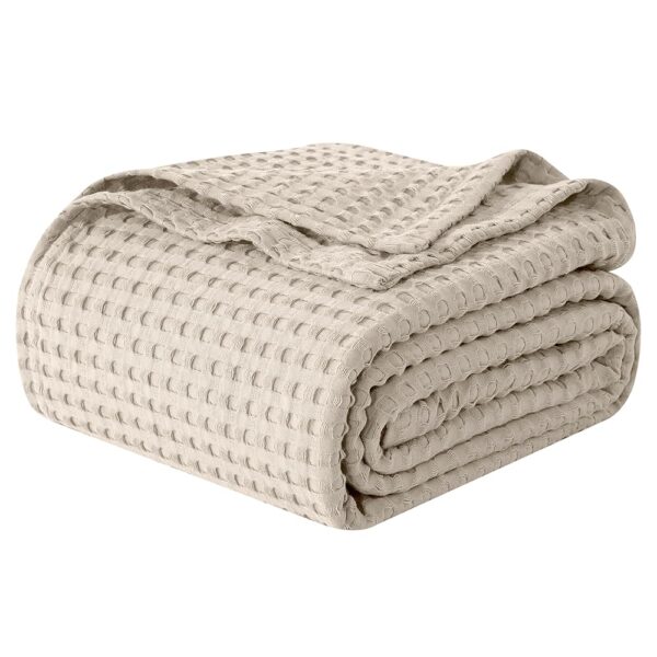 Elegant Comfort Premium 100% Cotton Waffle Blanket - Lightweight Breathable Waffle Weave Bed Blanket - Soft and Warm All Season Blanket for Couch, Sofa and Bed, King Size 90x108...