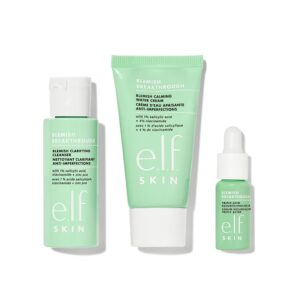 e.l.f. SKIN Blemish Breakthrough Blemish Control Basics Kit, Travel-Size Acne Skincare Routine, Cleanser, Serum & Moisturizer, Vegan & Cruelty-Free