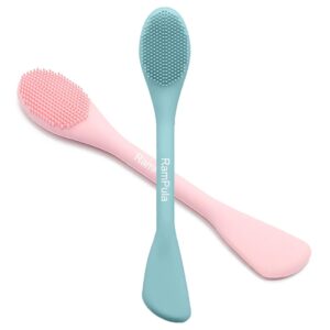 Facial Cleansing Brush, 2 in 1 Silicone Face Mask Brush & Face Scrubber, For Exfoliating, Massaging, Remove Blackheads, Makeup Skincare Removal, Applicator for Mud, Clay, Body...