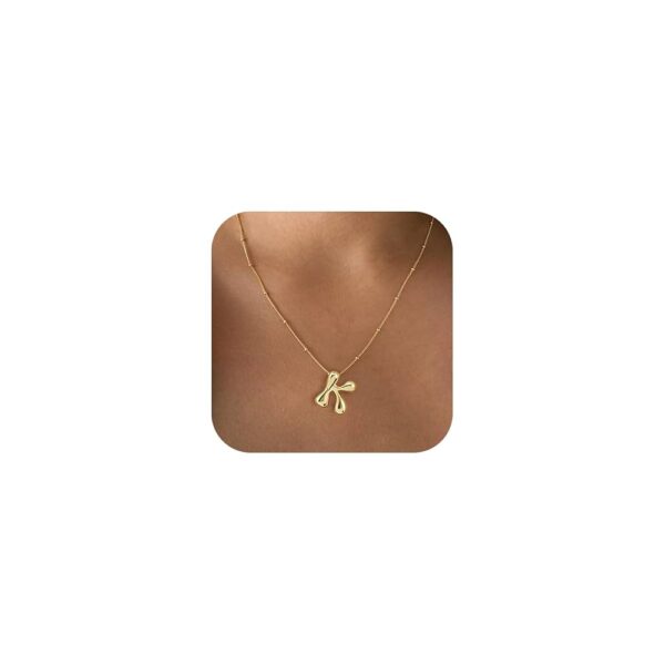 Gold Bubble Letter Necklace for Women Dainty 14K Gold Plated Balloon Initial Necklaces for Women Trendy Cute Chunky Charm Monogram Pendant Name Necklace Fashion Jewelry Gifts...