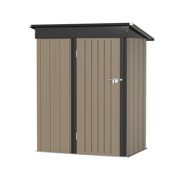 Greesum Metal Outdoor Storage Shed 5FT x 3FT, Steel Utility Tool Shed Storage House with Door & Lock, for Backyard Garden Patio Lawn (5' x 3'), Brown