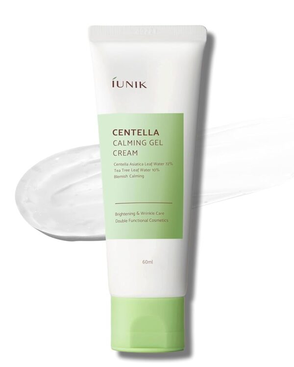 IUNIK Centella 70% Calming Gel Cream Vegan Non-Sticky Moisturizing Blemish Care w/Centella Asiatica Tea Tree 10% Soothes Acne Rosacea Oily & Sensitive Skin Korean Skincare