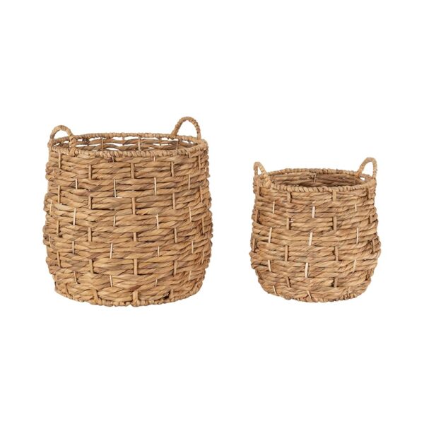 Kate and Laurel Livia Modern Two-Piece Woven Basket Set, 16 x 16 and 13 x 13, Natural Water Hyacinth, Transitional Natural Wicker Baskets for Use as Woven Planters or Living...