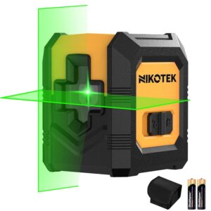 Laser Level Self-Leveling Green Beam Horizontal and Vertical Cross-Line Laser for Home Decoration Carrying Pouch, Battery Included