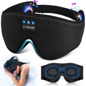 LC-dolida Sleep Headphones, 3D Sleep Mask Bluetooth Wireless Music Eye Mask, Sleeping Headphones for Side Sleepers Sleep Mask with Bluetooth Headphones Ultra-Thin Stereo...