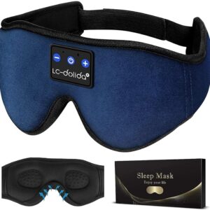 LC-dolida Sleep Headphones, Sleep Mask Bluetooth Wireless Music Eye Mask, Sleeping Headphones for Side Sleepers Sleep Mask with Bluetooth Headphones Ultra-Thin Stereo Speakers...