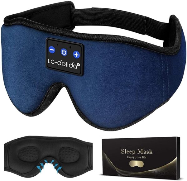 LC-dolida Sleep Headphones, Sleep Mask Bluetooth Wireless Music Eye Mask, Sleeping Headphones for Side Sleepers Sleep Mask with Bluetooth Headphones Ultra-Thin Stereo Speakers...