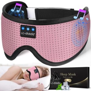 LC-dolida Sleep Headphones, Sleep Mask Bluetooth Wireless Music Eye Mask, Sleeping Headphones for Side Sleepers Sleep Mask with Bluetooth Headphones Ultra-Thin Stereo Speakers...