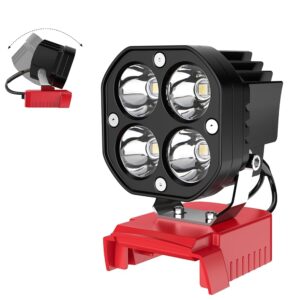 LED Work Light for Milwaukee M18 18V Battery, 40W 6000LM Flashlight, 18V Battery Cordless Work Light 120°Adjustable with Low Voltage Protection for Outdoors and Job Site Lighting