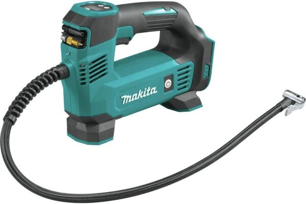 Makita DMP180ZX 18V LXT® Lithium-Ion Cordless Inflator, Battery Powered, Tool Only(battery and charger not included);Presta valve adapter;Sports ball needle;Tapered adapter, Teal