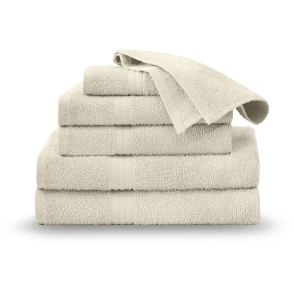 Martex Easy Living Everyday 6-Piece Bathroom Towel Set – 2 Bath Towels, 2 Hand Towels, 2 Wash Cloths – 100% Cotton – Soft, Fluffy, Quick-Dry Towels - Ivory