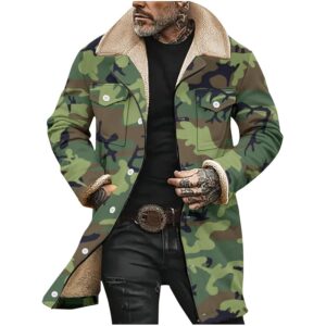 Mens Winter Coat,Winter Fall Skiing Jackets Fleece Thermal Comfy Oversized Zip Casual Parka Coat with Pockets