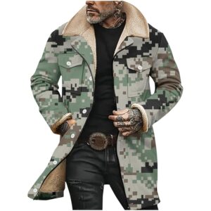 Mens Winter Coat,Winter Fall Skiing Jackets Fleece Thermal Comfy Oversized Zip Casual Parka Coat with Pockets