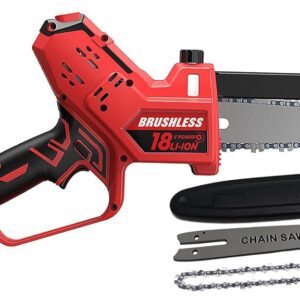 Mini Chainsaw for Milwaukee M18 Battery, Auto-Oiler, 8-Inch and 6-Inch 2-IN-1 Brushless Cordless Pruning Chainsaw, Battery Powered Mini Chainsaw for Wood Cutting, Tree Trimming...