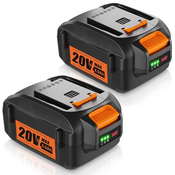 【NEW LED Indicator】2Pack 6.0Ah 20V Replace Battery for Worx 20V Battery Compatible with Worx 20 Volt Lithium WA3520 WA3525 WG151s WG155s WG251s WG255s WG540s WG545s Cordless...