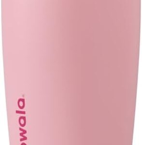Owala SmoothSip Slider Insulated Stainless Steel Coffee Tumbler, Reusable Iced Coffee Cup, Hot Coffee Travel Mug, BPA Free 12 oz, Pink (Pucker Up)