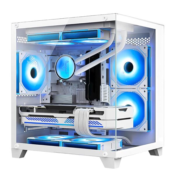 Panorama Gaming PC Desktop - AMD Ryzen 5 5600GT 3.6GHz, RTX 4060 8GB, 16GB DDR4 RAM 3200, 1TB M.2 PCIE SSD, 240mm AIO,11AC Wi-Fi,Windows 11 Pro 64-bit Desktop Computer, White