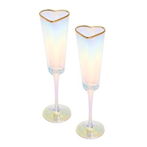 Paris Hilton Heart Shaped Champagne Flute Gift Set, Elegant Handmade Glassware Set, Perfect for Celebrations, Weddings or any Special Occasion, 2-Piece Set, 5.5-Ounce,...