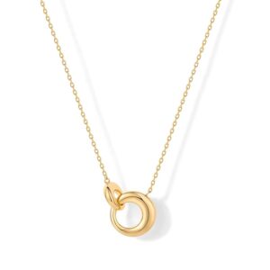 PAVOI 14K Gold Plated Dainty Interlock Pendant Necklace for Women | Circle Link Pendant Necklaces