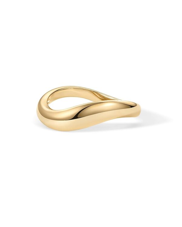 PAVOI 14K Gold Plated Wavy Stackable Ring for Women | Twisted Wave Band | Delicate Eternity Rings