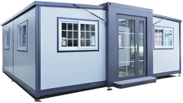 Portable Prefabricated Tiny Home 20x20ft, Mobile Expandable Plastic Prefab House for Hotel, Booth, Office, Guard House, Shop, Villa, Warehouse, Workshop (with Restroom)